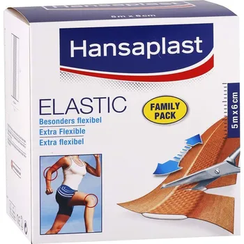 Náplast Hansaplast Elastic elastické náplasti pro pohyblivé části těla Rodinné balení 5m x 6cm