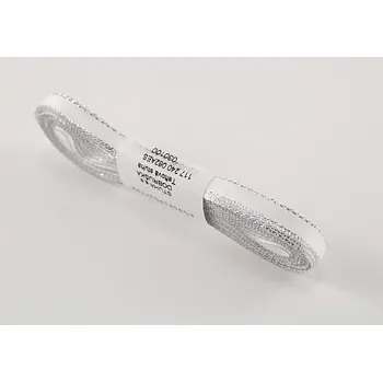 Stuha Taftové stuhy se stříbrným okrajem - bílá, stříbrná - šířka 0,6 cm - 4 cm 0,6 cm