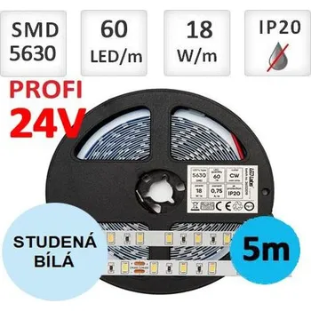 LED páska LEDLabs LED pásek 18W/m PRO 3Y 24V 60 LED/m 5630 SMD studená bílá