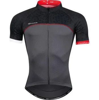 cyklistický dres Force Finisher SS šedý/červený