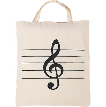 Taška přes rameno plátěná - Houslový klíč - Přírodní