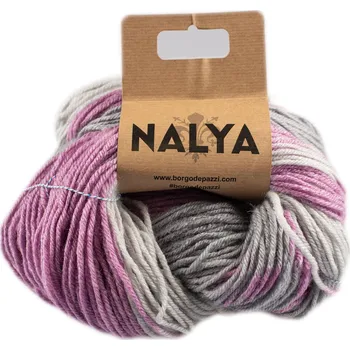 Příze Borgo de Pazzi Nalya 3 Fialová, světle šedá a tmavě šedá (Objemová příze Nalya 3 Fialová, světle šedá a tmavě šedá)