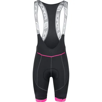 Cyklistické kalhoty Force kraťasy FAME LADY šráky a vložka, černo-růžové
