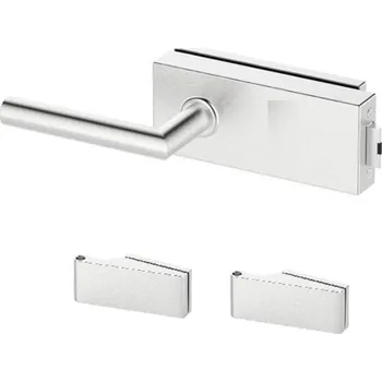 Dveřní kování Klika + panty na skleněné dveře Naturel bez spodních rozet nerez BUDSETHBEZP