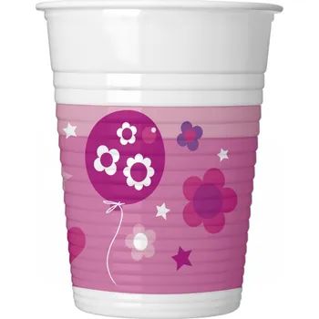 Koktejlová dekorace Procos - Sada 8 kelímků happy birthday holčička -