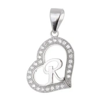 Přívěsek Stříbrný přívěšek srdíčko s písmenem R
