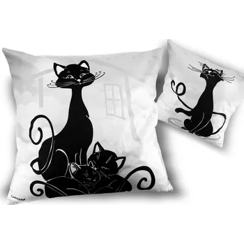 Polštář Carmani® Carmani - Polštář dekor Kočka s koťaty "Rodinka" - 45*45 cm