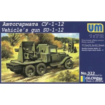 Plastikový model Unimodel 1/72 Vehicle's gun SU-1-12
