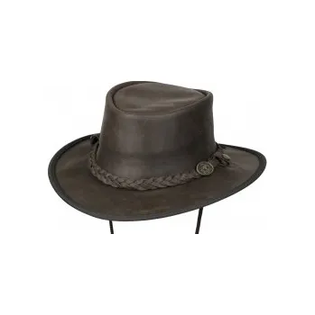 Klobouk Australian Adventure Wear s.r.o. Kožený klobouk - SADDLER Barva: Tmavě hnědá, Velikost: L