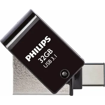 USB flash disk Philips 2 in 1 OTG 32GB USB 3.1 + USB C Midnight Black FM32DC152B/00