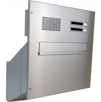 Poštovní schránka 1x poštovní schránka D-241 k zazdění do sloupku + čelní deska s 2x zvonkem a HM ABB - NEREZ / šedá