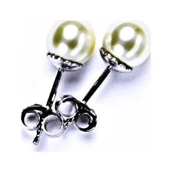 Náušnice Stříbrné šperky náušnice synt.perla 6 mm - NŠ 1194 světle krémová