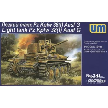 Plastikový model Unimodel 1/72 Pz Kpfw 38(t) Ausf G Light Tank