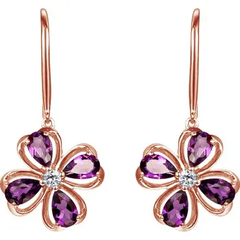 Náušnice Ametystové květinky v růžovém zlatě s diamanty Elyte