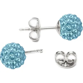 Náušnice NUBIS® Stříbrné náušnice kuličky Crystals from Swarovski® Light Turquoise - SWAG06-LT