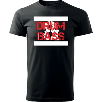 Pánské tričko Pánské tričko DRUM A BASS Old Stripes Velikost: 4XL, Barva: Černá - Design 2