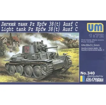 Plastikový model Unimodel 1/72 Pz Kpfw 38(t) Ausf C Light Tank