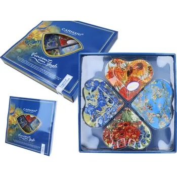 Talíř Carmani® Carmani - Dekorativní talíř ve tvaru čtyřlístku v designu V. van Gogh, mix design - 33*33 cm