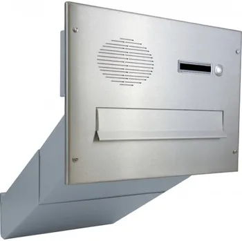 Poštovní schránka 1x poštovní schránka D-042 k zazdění do sloupku + čelní deska s 1x zvonkem a přípravou pro HM - NEREZ / šedá