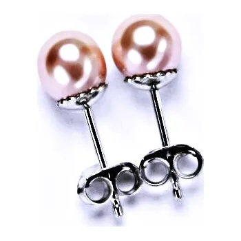 Náušnice Stříbrné šperky náušnice synt.perla 6 mm - NŠ 1194 lososová