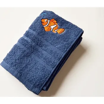 Ručník HEDVA ČESKÝ BROKÁT Ručník 50x100 modrá/výšivka KLAUN