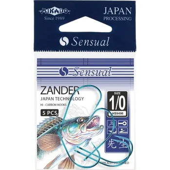 Rybářský háček Mikado Sensual Zander HS9496-2/0BL 2/0 modré 5 ks