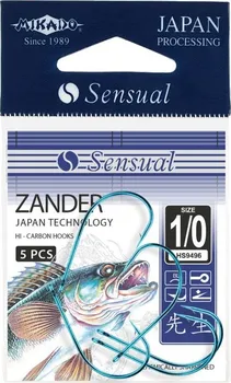 Rybářský háček Mikado Sensual Zander HS9496-2/0BL 2/0 modré 5 ks