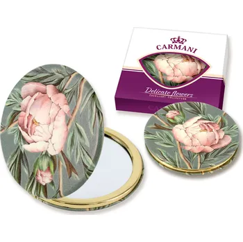 Carmani® Carmani - Kosmetické zrcátko s květinou Pivoňka - 8,5*8,5 cm