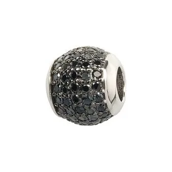 Náhrdelník Stříbrná navlékací kulička s černými zirkony