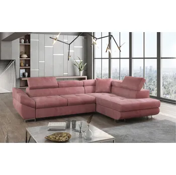 Sedací souprava Rozkládací rohová sedačka LYON růžová