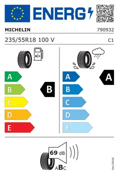 energetický štítek letní pneumatiky Michelin Primacy 4 235/55 R18 100 V AO