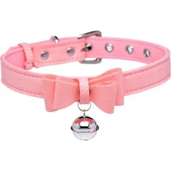 BDSM obojek Master Series Golden Kitty Collar with Cat Bell Pink