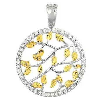 Přívěsek Stříbrný přívěsek se zlacenými lístečky