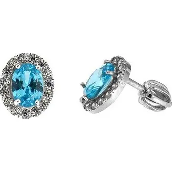 Náušnice Stříbrné náušnice oválky s tyrkysovými zirkony