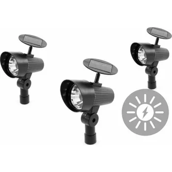 Venkovní osvětlení 3x zahradní reflektor se solárním nabíjením, LED diody, 32,5 cm