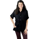 Černá bavlněná dámská košile s krátkým rukávem Sumalee Black, jednobarevná, Sittar UNI