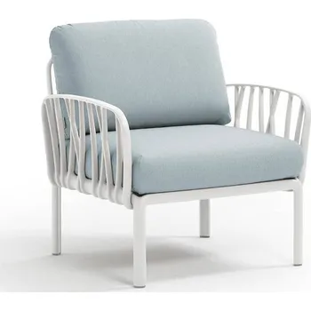 Zahradní lehátko Nardi KOMODO kreslo - biely rám/ svetlo modrý poťah