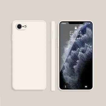 Silikonový ochranný kryt s rovnými hranami pro iPhone 7 / 8 / SE (2020/2022) - béžový