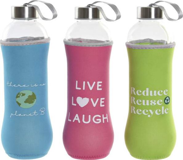 Skleněná láhev "PLANET" 8x8x24/600ml/3dr