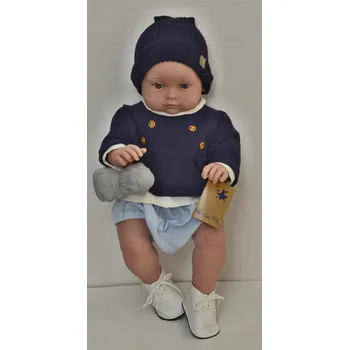 Panenka Realistické miminko chlapeček Arthur v modrém svetříku od firmy Lamagik (Realistická miminka ze Španělska)