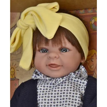 Panenka Realistické miminko - holčička - Paula se žlutou čelenkou od firmy Lamagik (Realistická miminka ze Španělska)