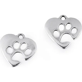 Přívěsek srdce s tlapkou, 20mm