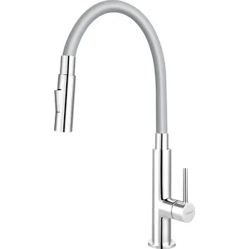 Vodovodní baterie NOVASERVIS Dřezová Baterie NS70730.0S (Chrom/Šedá), FLEXI Rameno V. 37 cm, 2-Polohová Sprška SLIM, Keramická Kartuše 25 mm