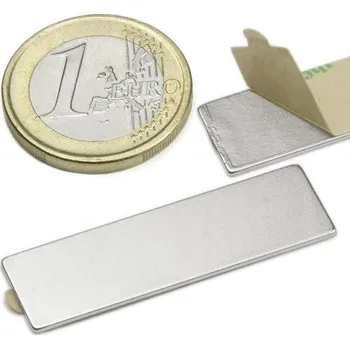 Dekorativní magnet SOLLAU Neodymový magnet hranol (samolepící) 40x12x1 mm, N38, poniklovaný