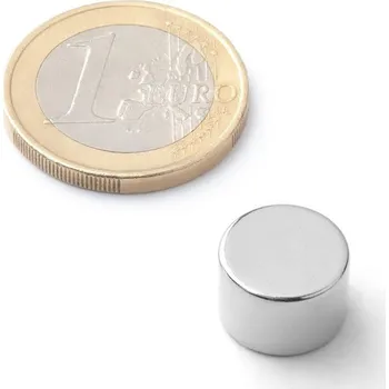 Dekorativní magnet SOLLAU Neodymový magnet válec D&nbsp;12x8 mm, Neodym, N42, poniklovaný