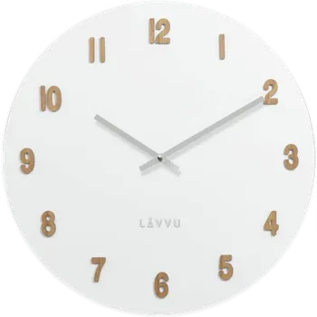 Hodiny LAVVU Velké bílé dřevěné hodiny LAVVU WHITE LCT4070