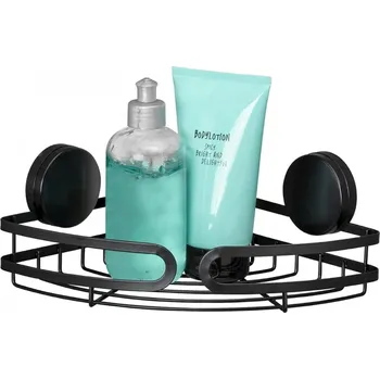 Koupelnový nábytek PAVIA Static-Loc sprchová police, rohová, černá, Wenko