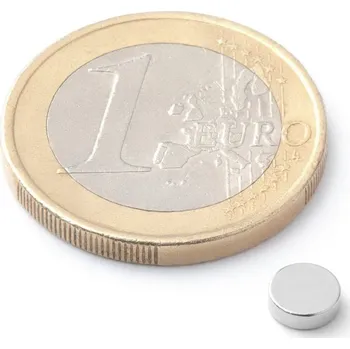 Dekorativní magnet SOLLAU Neodymový magnet válec D 5x1.5 mm, Neodym, N42, poniklovaný