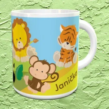 Hrnek se jménem Zvířátka v ZOO - Oranžová / Keramický 0,29 l