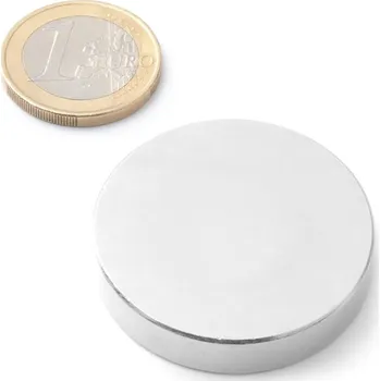 Dekorativní magnet SOLLAU Neodymový magnet válec D&nbsp;40x8 mm, Neodym, N42, poniklovaný